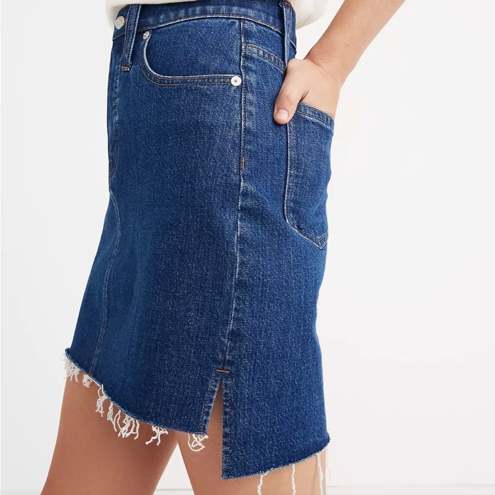 Madewell Denim Straight Mini Skirt Step-Hem Jean Skirt Size 25